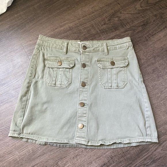 Altar’d state army green button Xs skirt mini - Picture 2 of 9